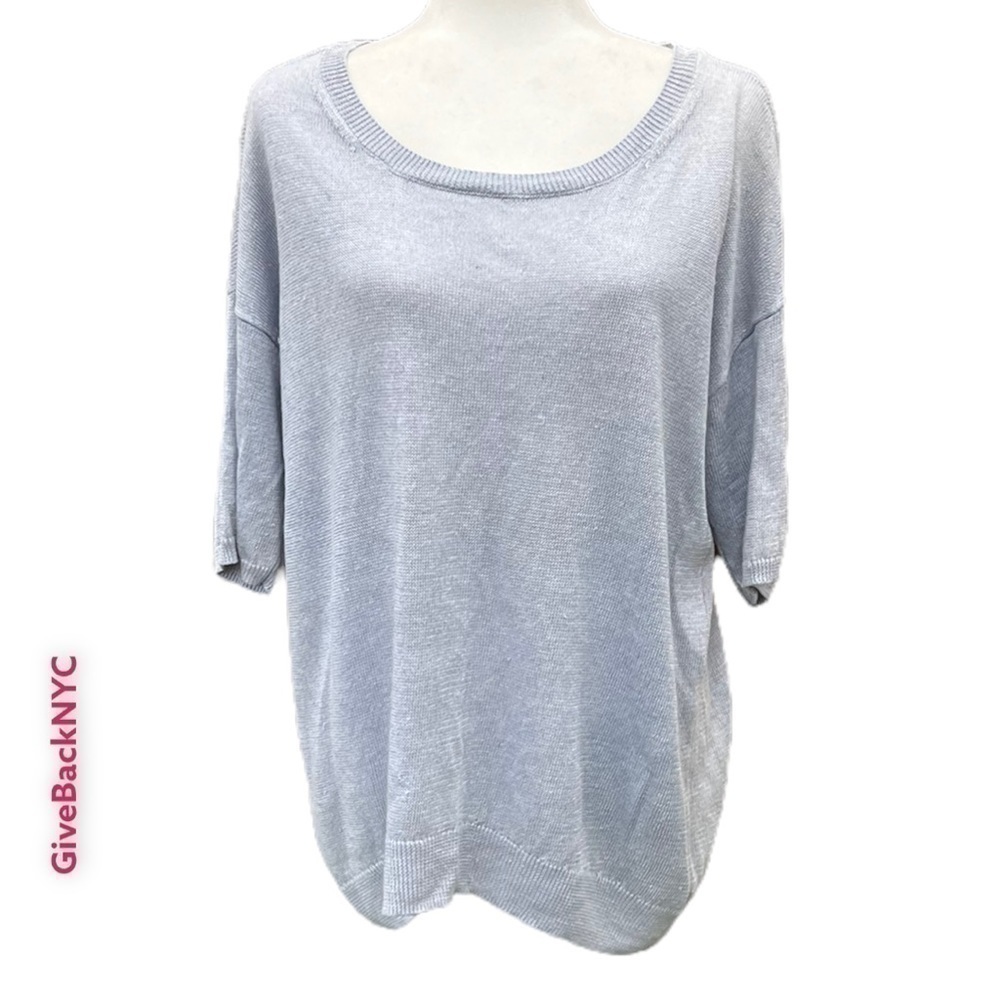 LORD & Taylor Linen Knit Top in Pastel Blue Size L